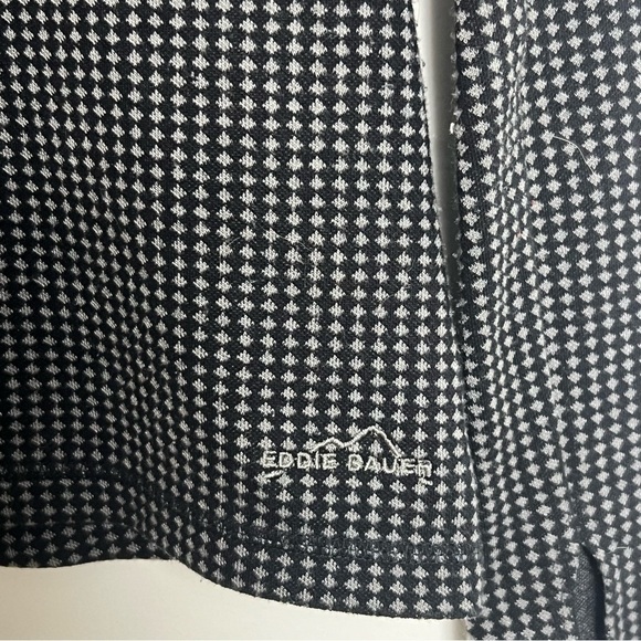 Eddie Bauer Black Gray Check Half Zip Long Sleeve Athleisure Pullover Size M - Picture 6 of 11